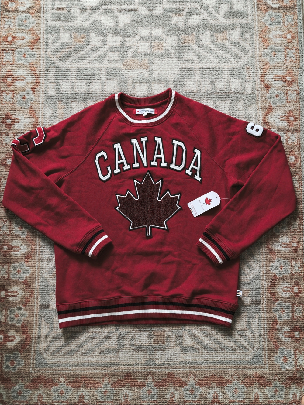 NWT Hudson Bay Canada Maple Leaf Red Crewneck Sweatshirt